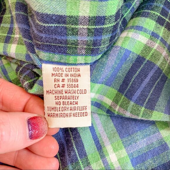 Roper Men’s Western Green & Blue Plaid Button Up Shirt Size Large - Picture 4 of 9